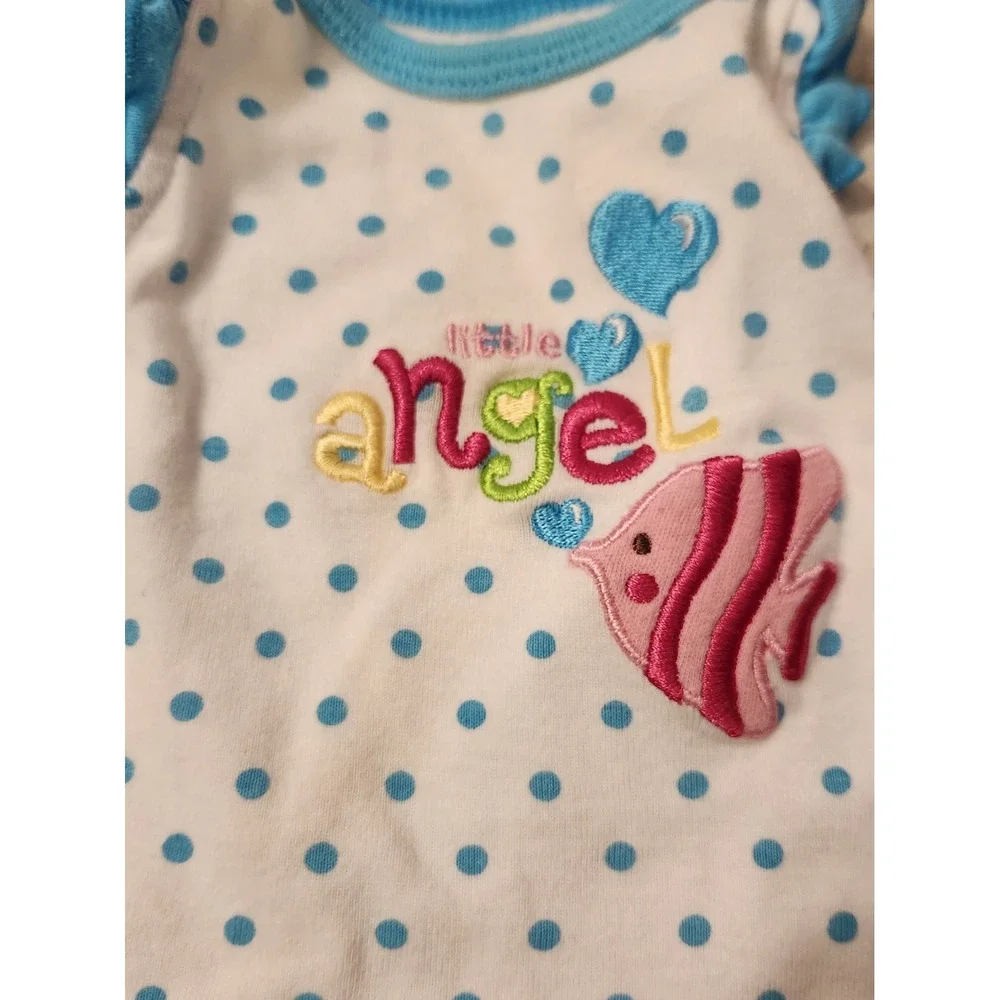 Child of Mine by Carters Newborn Girls 3pc Set Bodysuit Top Bloomers Blue‎ White